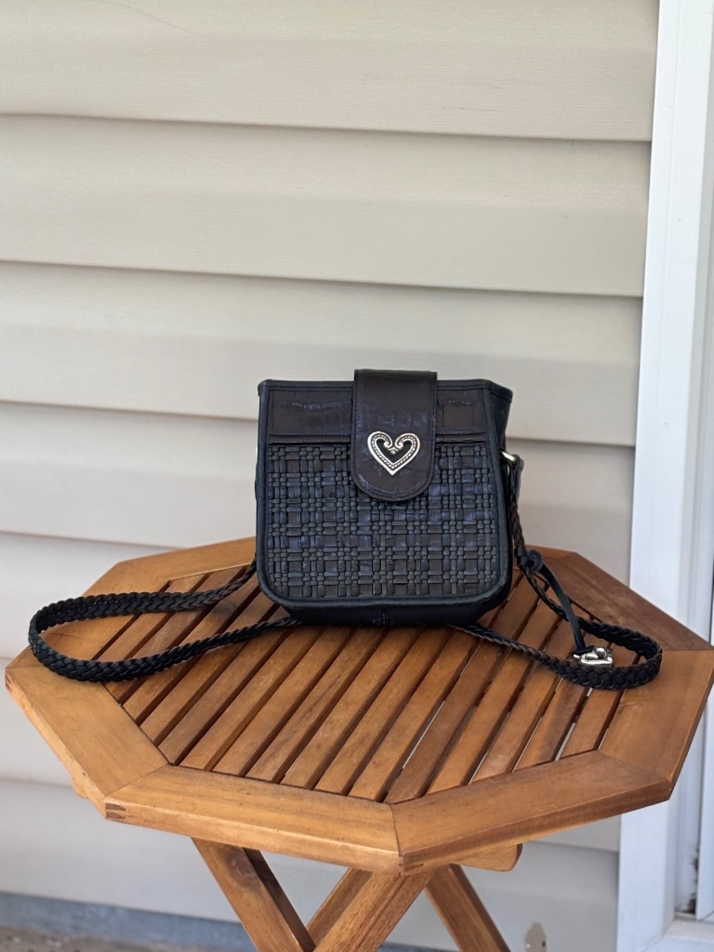 Brighton black woven leather crossbody